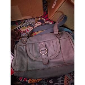 Vintage Fossil Leather Shoulder Bag Made From Genuine Leatherand Fabric Linning